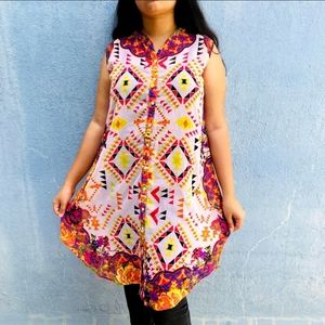 Sheer Patterned Long Top